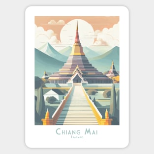 Vintage Retro Majestic Chiang Mai Pagoda Sticker